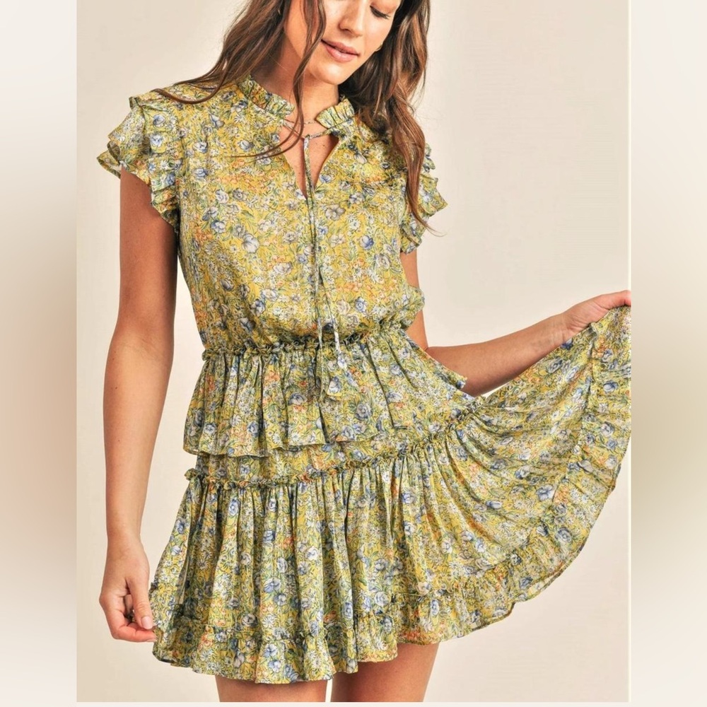 RESET Floral Ruffle Sleeve Dress